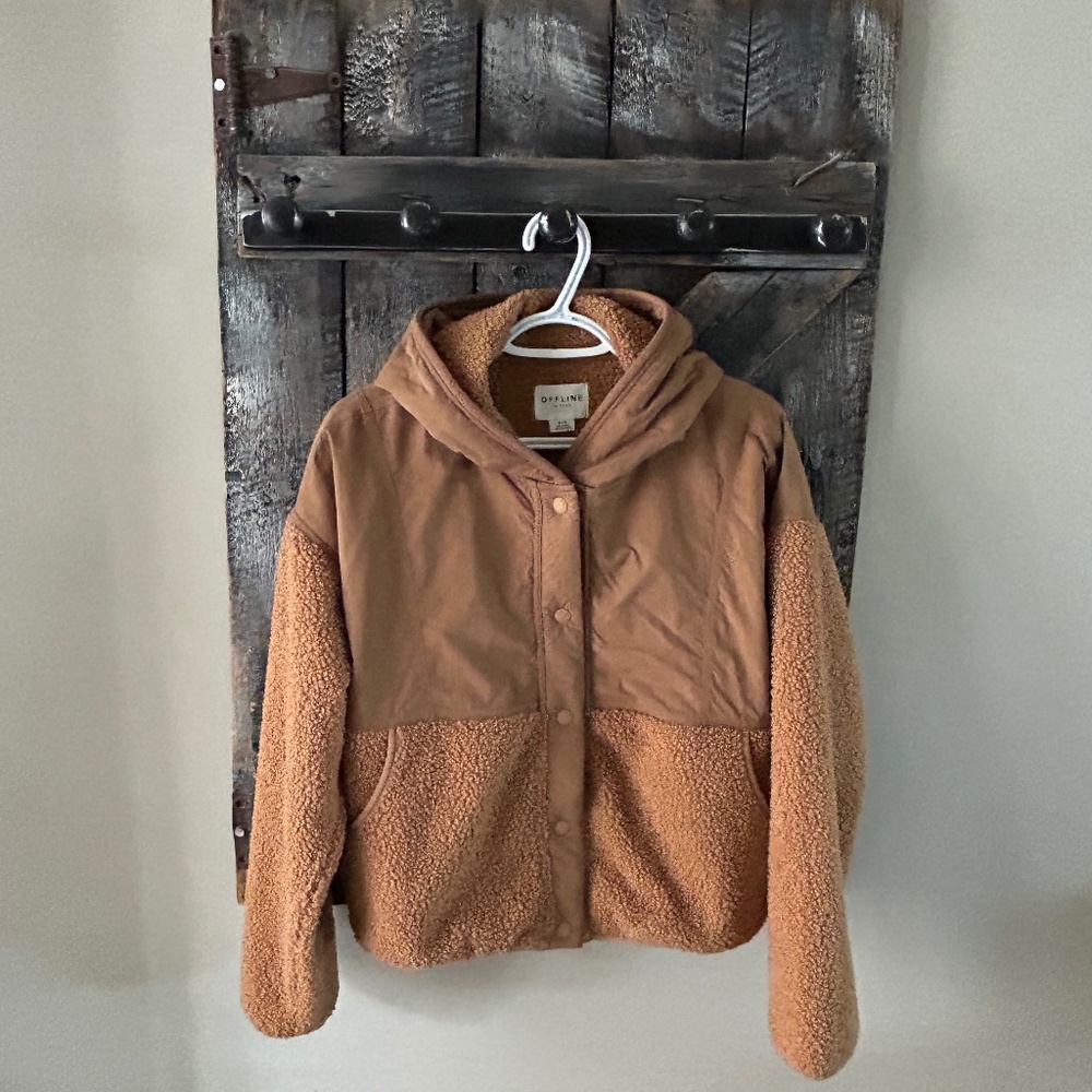 Women's Offline by Aerie Sherpa & Nylon Snap Button w/Hood Jacket